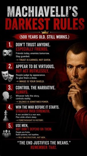 Machiavelli’s Darkest Rules 🧠 💯 #machiavelli #history #facts #philosophy #guide #darkknowledge