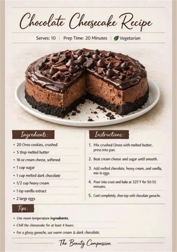 “The Creamiest Chocolate Cheesecake Ever 😍 (No Cracks, Oreo Base!) | Easy Viral Recipe”