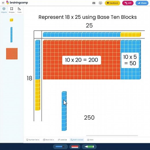 How to visualize multi-digit multiplication in Base Ten Blocks? | Brainingcamp