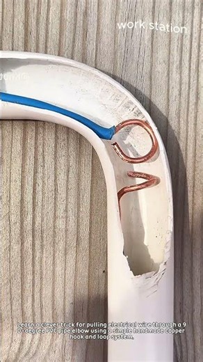 Genius Wire Pulling Trick for PVC Pipe Elbows #worker #process #wirepulling #electrician #tips