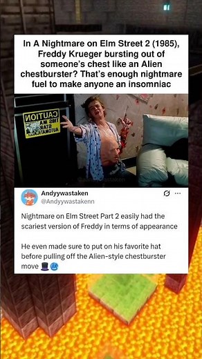 In A Nightmare on Elm Street 2 (1985), Freddy Krueger bursting out like an Alien chestburster?