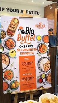 Big Buffet only 399/- unlimited Enjoy Barbeque Nation’s unlimited BBQ with live grills #food #viral