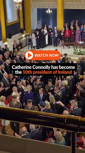 Catherine Connolly has become the tenth president of Ireland at Dublin Castle. Ms Connolly took the oath of office from Chief Justice Donal O'Donnell shortly, officially becoming president shortly before 1pm. She succeeds Michael D Higgins, who expanded the presidency’s political role – a feature Ms Connolly has said she will continue. To follow live, click the link in the comments. 📹: Paul Hosford | Irish Examiner