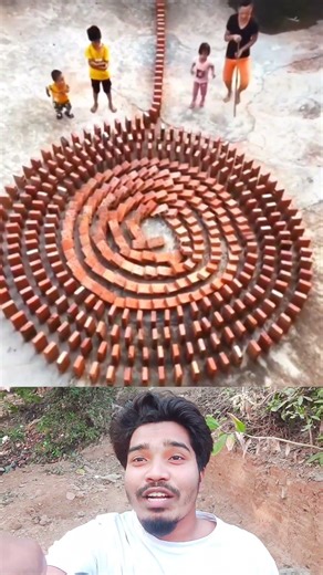 শৈশবের সেই খেলা মনে আছে?😍 (One Push & All Fall Satisfying Domino) #shorts #children #reactionvideo