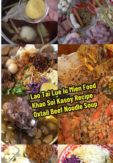 Oxtail Khao Soi Recipe. A Lao Tai Lue Fermented Bean Tomato Meat Sauce Noodle Soup. This is also shared and made within the Iu Mien, Lahu, and many Sub Group Cultures of Laos. Each Culture has their own take. There are Many Versions of Khao Soi throughout Southeast Asia. For those who never had this. The Flavors are Savory, Rich in Flavors once you add all the Condiments. Wide Rice Noodles are Chewy Bouncy. You get Ground Pork that hangs on to the Noodle Strands per Bite. The Fermented Bean Past