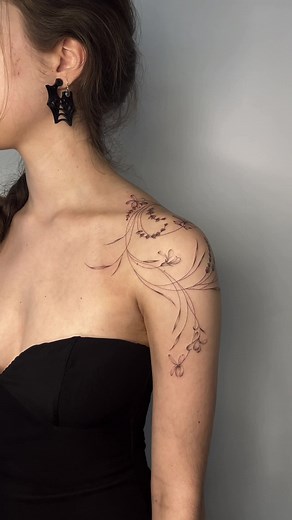 Beautiful Floral Shoulder Tattoo by Female Artist in Sydney
