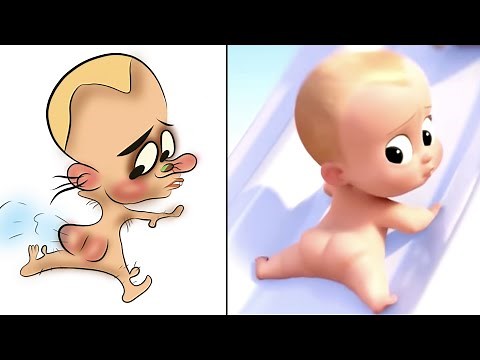 Baby boss drawing meme - cold heart (cute music video) - disney cartoon meme drawing meme