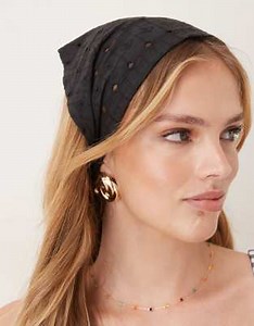 ASOS DESIGN – Kopftuch in Schwarz mit Lochstickerei | ASOS