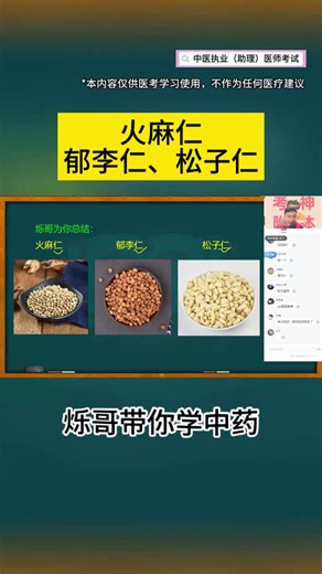 烁哥讲中药之火麻仁、郁李仁、松子仁