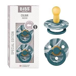 BIBS Pacifiers 6-18 Months | Pack of 2 Premium Soothers | BPA-Free Round Nipple | Made in Denmark | Forest Lake White Pacifier