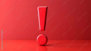 A bright red background with a large exclamation mark emphasizes urgency Stock Video