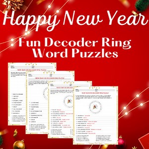 New Year Eve Fun Vocabulary Decoder Ring 8 Word Puzzles No Prep Print and Go