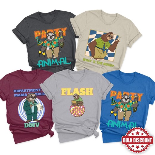 Disney Zootopia Flash Sloth Shirt, Zootopia 2 Movie Judy Hopps Nick Wilde Gary De'snake Animal Group Matching, Zootopia Birthday Trip C2EM11 - Etsy