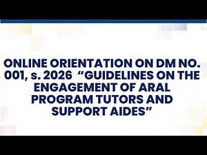 Key Features of Deped Memo No 1 s. 2026 - ARAL LEARNING PROGRAM TUTORS AND SUPPORT AIDES