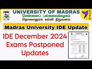 Madras University IDE December 2024 Exams Postponed Updates 👍
