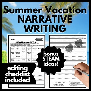 Summer Vacation Story Writing Editing Activity Sub Plan 2nd 3rd 4th 5th Grade