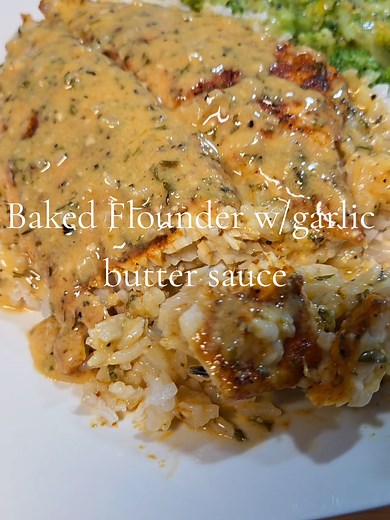 Baked Flounder with Creamy Garlic Butter Sauce Recipe