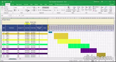 Dynamiczny wykres Gantta w programie Excel | Harmonogram PMP | Arkusz kalkulacyjny do śledzenia projektów | Budownictwo | (Cyfrowy szablon w programie Excel) - Etsy Polska