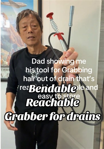 If your drain is stuck, my dad is here to show you this grabber that’s reachable and bendable #claw #draingrabber #hairgrabber #homeliving #tto
