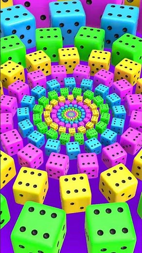 1️⃣ 🌈 Hypnotic Dice Spiral 🔄🎲 Infinite Zoom Loop | Satisfying 3D Animation