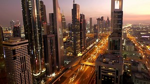 Modern High Rise Skyscraper Office Buildings in Urban City Metropolis