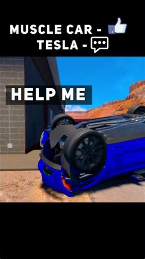 MUSCLE CAR TROLLS TESLA😜 BeamNG drive #beamng #carmemes