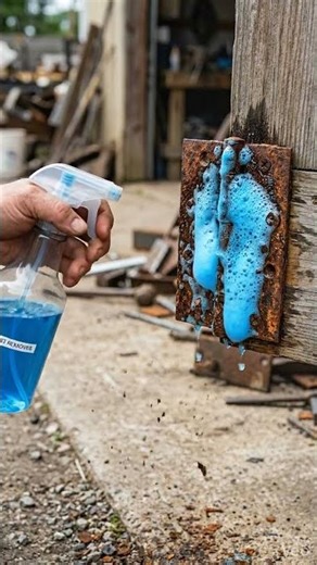 insane cleaning of Iron door hinge with liquid.....