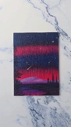 16K views · 267 reactions | Easy Pink Northern Lights Painting for Beginners | Acrylics on 5 \times 7 Canvas #AcrylicPainting #PaintingTutorial #ArtForBeginners #NorthernLights #PinkAurora #NightSkyArt #MiniCanvas #EasyArt | Jay Lee Paintings | Facebook