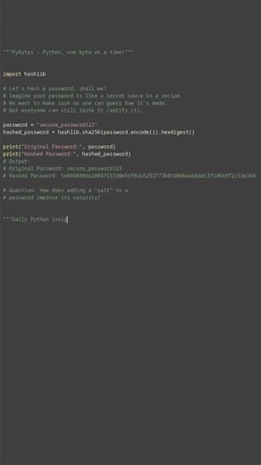 hashlib password hashing #python #showcase