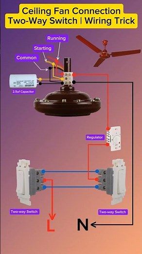 Ceiling Fan Capacitor Wiring | Two-Way Switch Connection | Fan Regulator Wiring | Electrical Trick