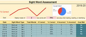 Assess & Measure Sight Word Progress with Auto Goal Monitoring & Charts
