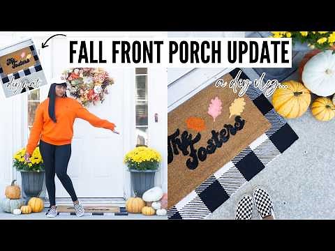 DIY FALL FRONT PORCH MAKEOVER I HOW TO MAKE A FRONT DOOR MAT (EASY DIY!)
