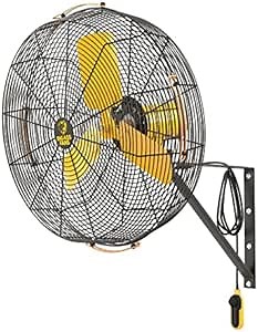 Big Ass Fans - AirEye Wall Mount Fan – Powerful & Efficient Cooling for Any Space – Wall Mounted Fan with Adjustable Speeds – 120v - 24", Black/Yellow