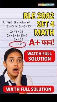 Class 8 BLE Math Model Question Set 4 With Solution| BLE 2082 Most Important Questions | Grade 8 A+