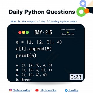 4 comments | Python Coding challenge - Day 215 | What is the output of the following Python Code? | Python Coding | Facebook
