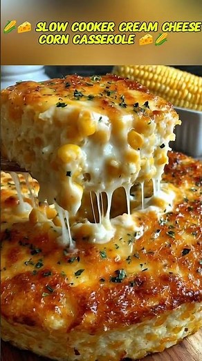🌽🧀 Slow Cooker Cream Cheese Corn Casserole 🧀🌽