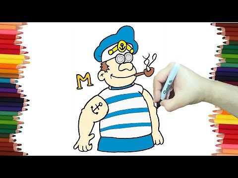 Como Dibujar un MARINERO - Dibujos con la letra M paso a paso y muy Fácil
