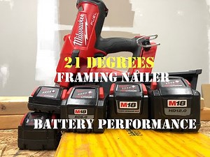 Milwaukee M18 21 degree Framing Nailer Part 2 Battery Performance review | 2744-20 | 2745