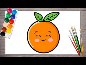 Orange Drawing Step by Step 🍊 | Cute Fruit Drawing for Kids | Easy Tutorial | Cute Orange Drawing 🍊