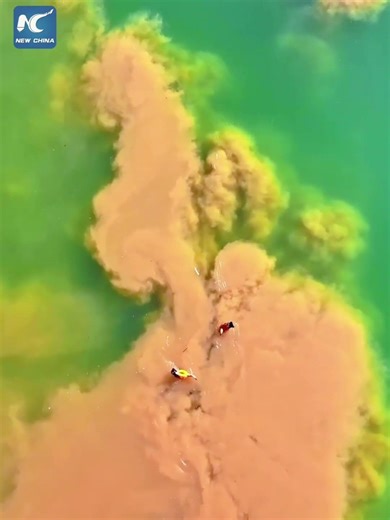Rivers form surreal confluence in China's Gansu