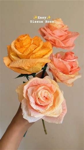 Simple way to make beautiful Roses | how to make tissue paper rose | paper flowers #shorts #craft