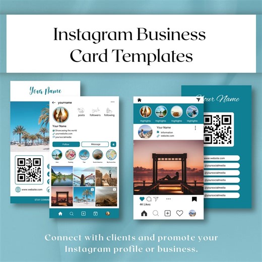 Instagram Style Business Card for Influencers and Social Media Businesses. 4 Editable Canva Templates - Etsy Ireland