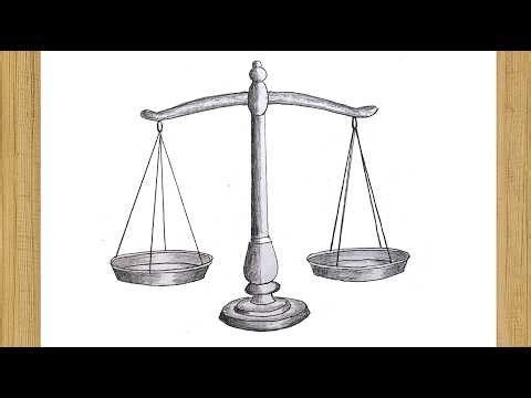 How to Draw a Balance Scale | Physical Balance Drawing | How to Draw a Weighing Scale Step by Step
