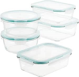 LOCK & LOCK Purely Better Glass Food Storage Container Set, 10 Piece, Clear