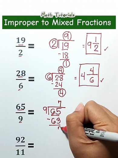 95K views · 1.6K reactions | Converting Improper Fractions to Mixed Fractions ‼️ #Math #basicmath #mathhacks #MathTutorials #mathtechnique #MathematicsChallenge #mathteachergon #mathmadeeasy | Math Tutorials | Facebook