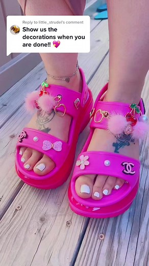 Pink Crocs Mega Crush Sandals with Charms on Amazon