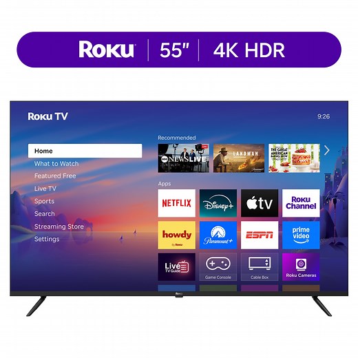 Roku Smart TV 2025 – 55-Inch Select Series, 4K HDR TV – Roku TV with Enhanced Voice Remote