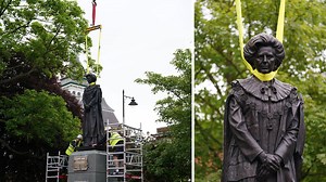 Margaret Thatcher statue egged by protester two hours after its unveiling | LBC