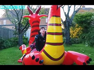 Deflating (x10 speed) Fyaryuu inflatable shiny red dragon from Inflatable World