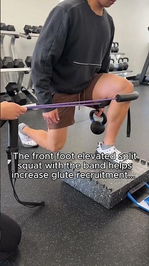 Front foot elevated split squats with a band = better control where it matters.
